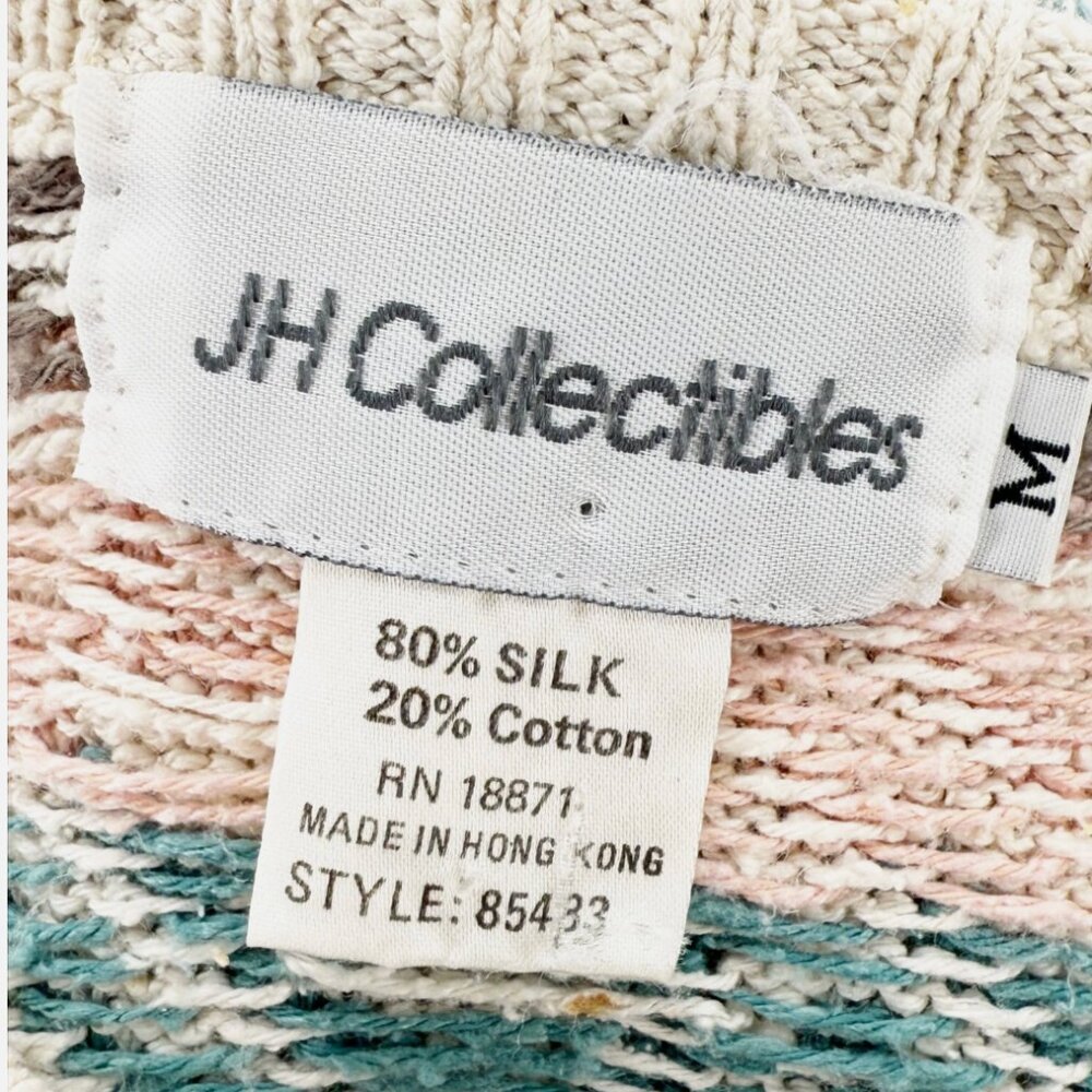 JH Collectibles Cream & Pink Silk Blend Aztec Geometric Knit Sweater Top M - Picture 5 of 7